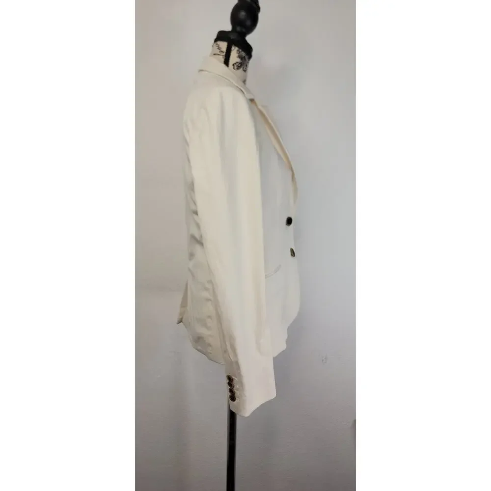 J CREW Thompson Blazer Womens SZ 0 Bi Stretch Schoolboy Jacket Ecru A03651